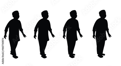 Silhouette Animation Frames of a Walking Person