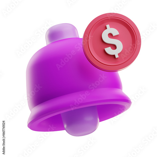 3D purple weight icon with dollar coin, signaling pricing, cost, and budgeting for finance, marketing, and web design.