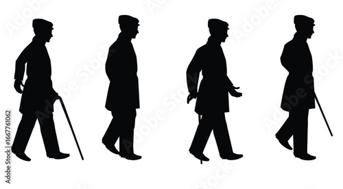 Silhouette Animation Frames of a Walking Person