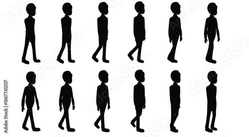 Silhouette Animation Frames of a Walking Person