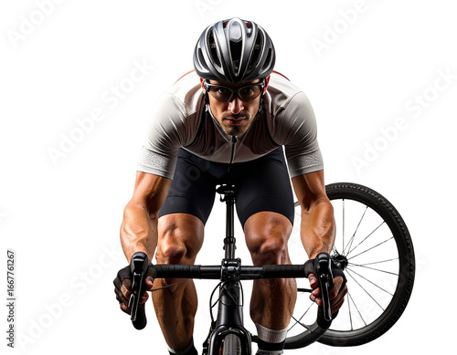 Casual Cyclist Silhouette with Upright Posture, Front-Angle View Isolated