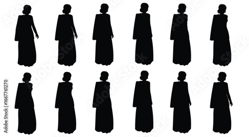 Silhouette Animation Frames of a Walking Person, saree woman walk