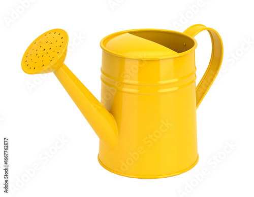 Yellow watering can with transparent background