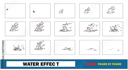 Water Effect Animation Sequence frame by frame hand drawn