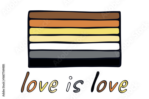 Colorful Bear brotherhood pride flag Happy pride day LGBTQ community Pride Month Vector hand drawn doodle for posters, stickers, logo, cards