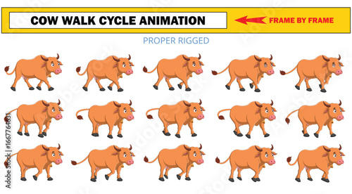 Cow Walk Cycle Animation Frame by Frame
