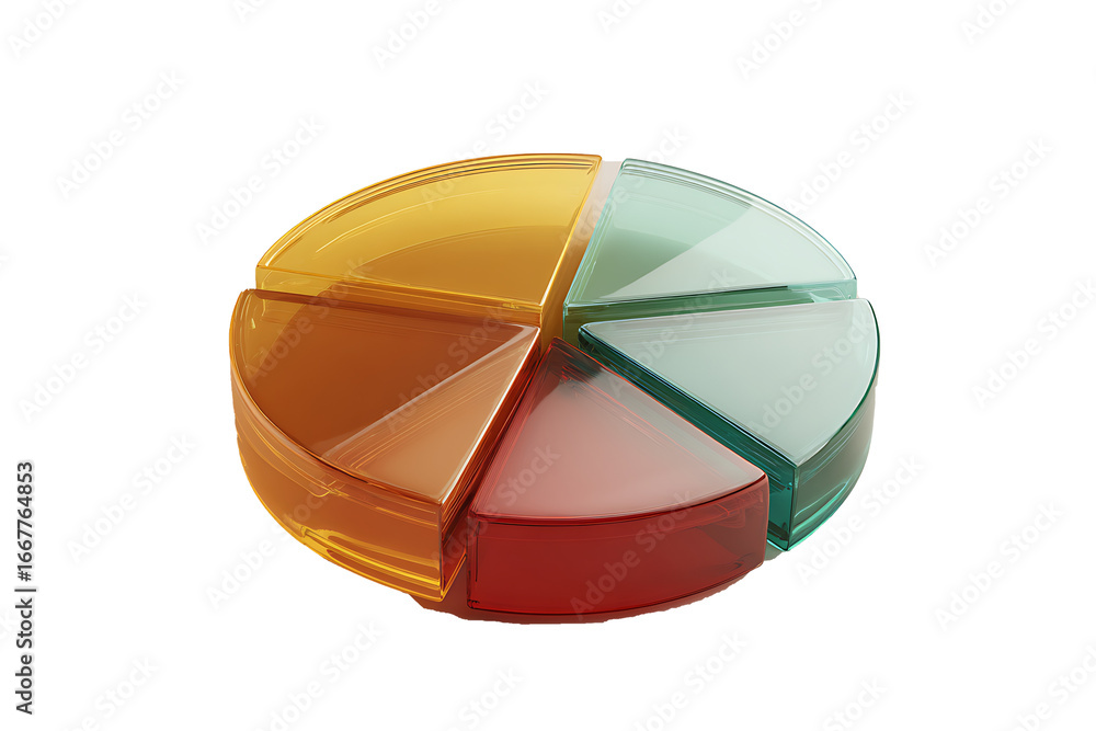 Fototapeta premium Modern colorful pie chart visualizes business data, representing market share and financial performance in a professional and engaging way