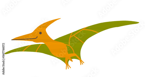 水彩風カラーの恐竜　プテラノドン