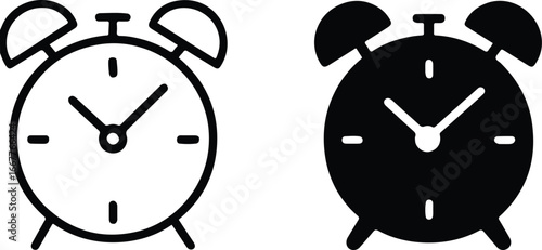 Alarm Clock Icons Dual Style Vector Set