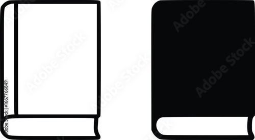 Book Icons Outline Solid Vector Set

