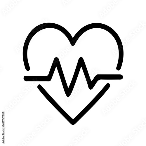 Simple outline heartbeat icon representing cardio, healthcare, and physical wellness. Great for fitness apps, medical projects, and wellness design.