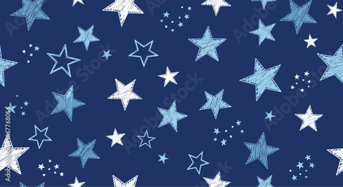 Sparkling star pattern on deep blue creates a festive and whimsical design, perfect for celebrations