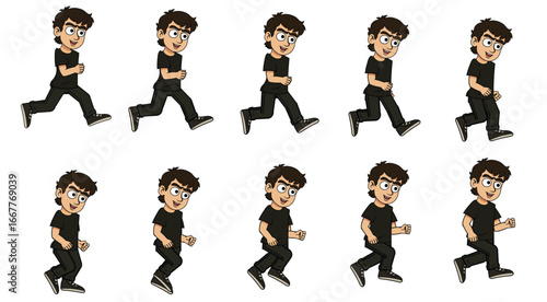 Animated Run Cycle of a Boy Character
