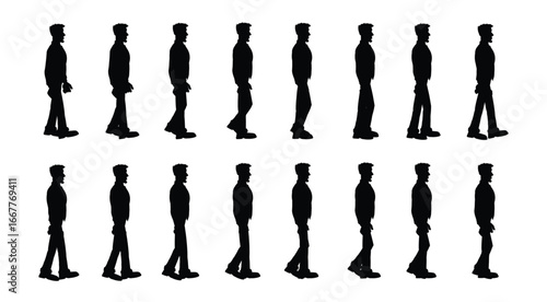Silhouette Animation Frames of a Walking Person
