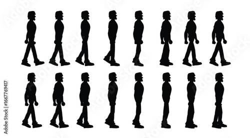 Silhouette Animation Frames of a Walking Person
