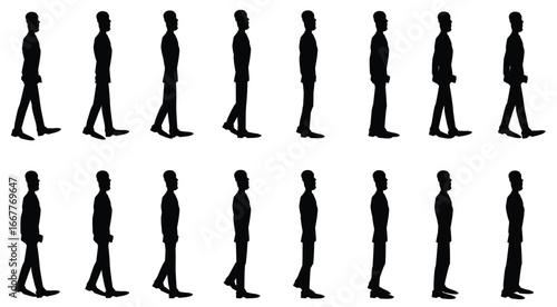 Silhouette Animation Frames of a Walking Person