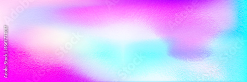 Iridescent metal foil texture with holographic gradient of pink, blue and purple tones. Smooth metallic surface with reflect light and rainbow effect for luxury packaging or design backgrounds.