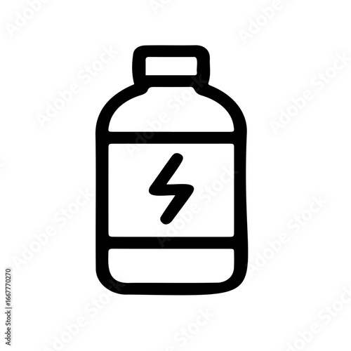 Outline icon of energy drink bottle representing hydration, fitness, and sports recovery. Perfect for wellness, gym, and health projects.