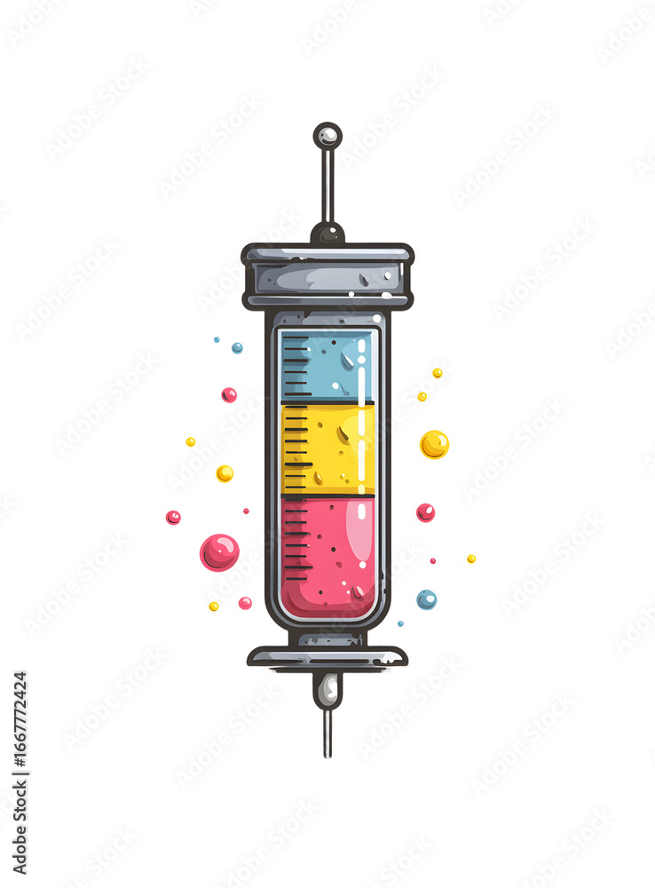 Obraz premium Syringe color icon. Cartoon medical injection shot