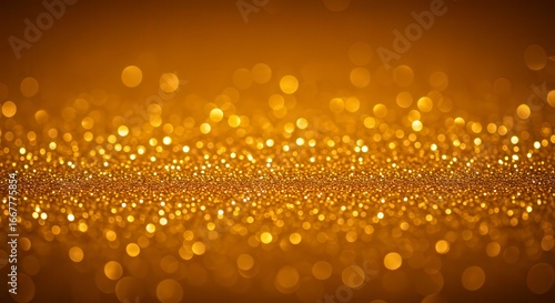 Radiant golden glitter sparkles across a warm amber backdrop.