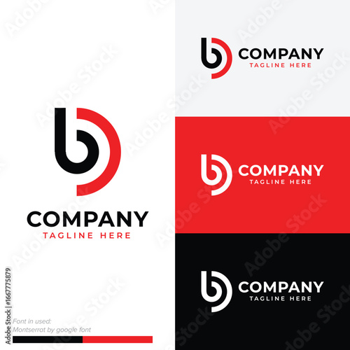 Monogram letter B and D or DB or BD logo symbol icon flat stock vector design