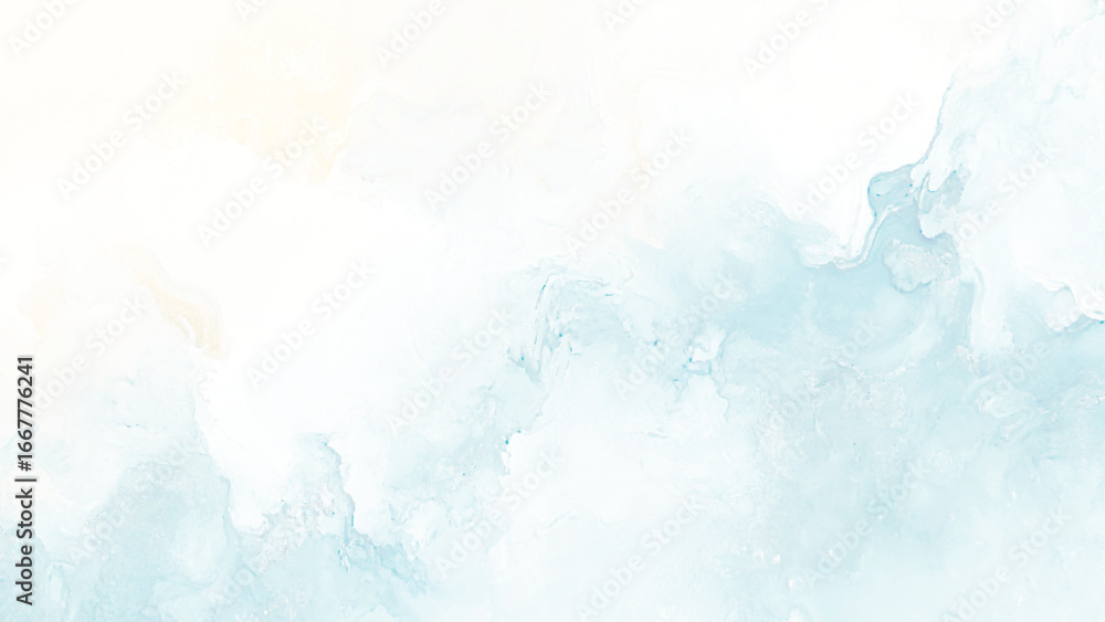 Fototapeta premium blue watercolor paint background design with colorful orange pink borders and bright center, watercolor bleed and fringe with vibrant distressed grunge texture.