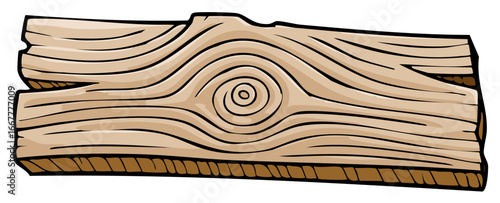 Illustration of a wooden plank with a knot, drawn in a cartoon style