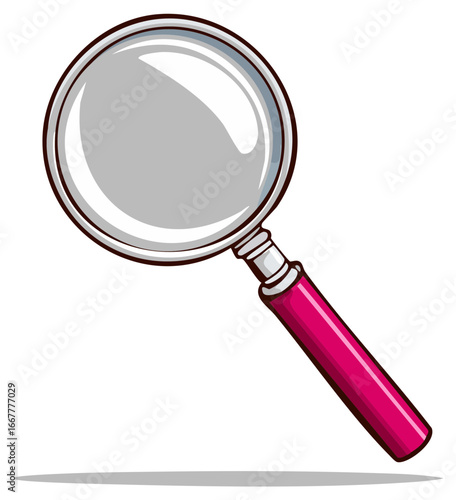 Illustrated magnifying glass icon for search, discovery, and research concepts