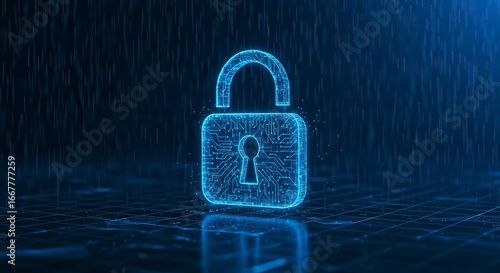 Glowing digital padlock symbolises robust data protection and privacy.