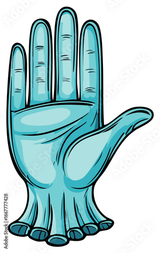 Cartoon Hand with Palm Up Cartoon Style Open Hand Showing Five Fingers