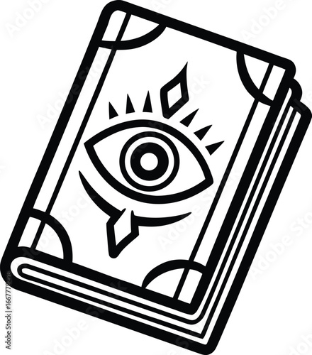 spell book with mystical eye symbol on cover