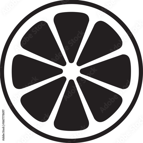 Black and white citrus slice vector graphic - lemon, orange, grapefruit illustration eps silhouette