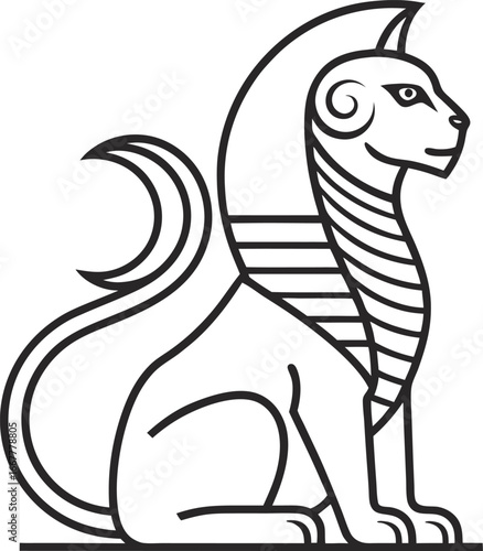 sphinx silhouette with crescent moon
