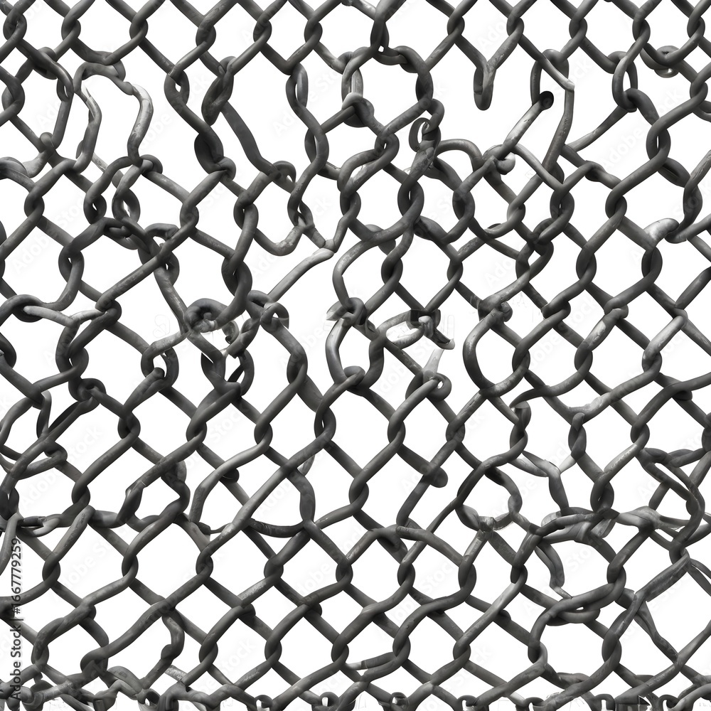 Fototapeta premium Overlapping Chain-Link Fences with Diamond Pattern and Metallic Texture in Close-Up View