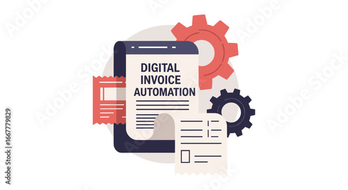 Illustrating the streamlined process of digital invoice automation, this graphic highlights modern financial management and efficient business operations.