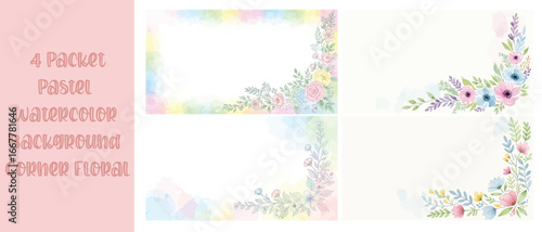 Pastel Watercolor Background with Single Corner Floral Accent