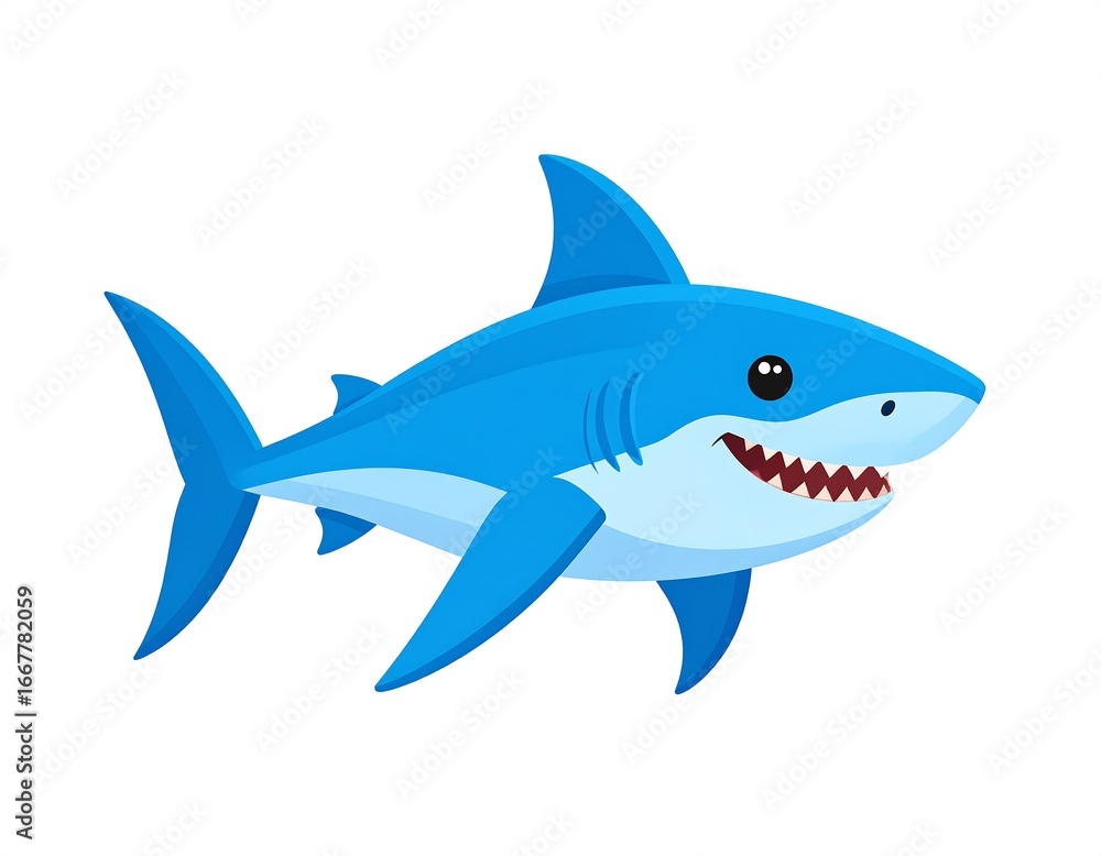 Naklejka premium Cartoon shark profile view