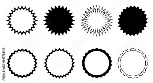 Dynamic starburst shapes for modern design projects and eye catching badges with jagged and scalloped edges