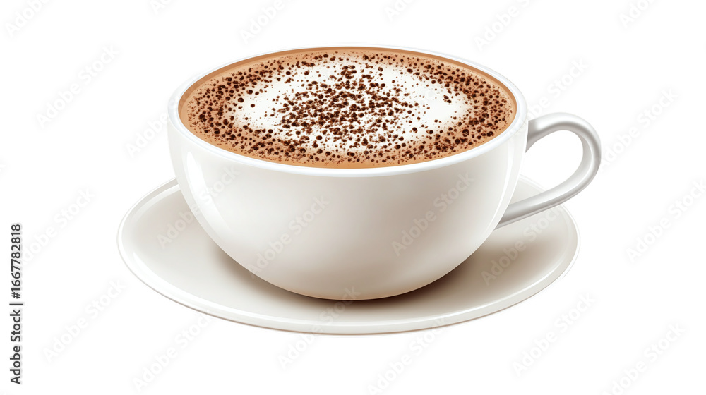 Fototapeta premium Cup of cappuccino with latte art isolated on transparent background 
