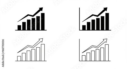 Dynamic business growth charts pointing upward to success, showing positive trends and financial gains
