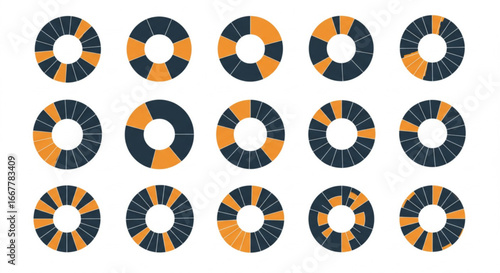 Dynamic data visualization doughnuts showing different percentage values for presentations and reports