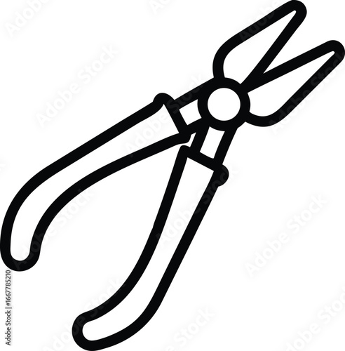 Open side cutter with black handle. Isolated on white background