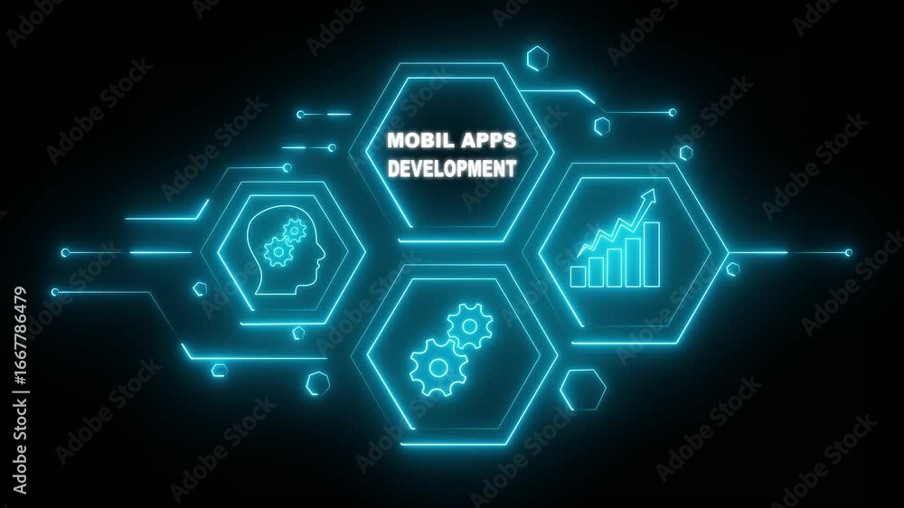 Abstract neon Hud knowledge ability business gear icon Glowing neon line concept. Glowing 