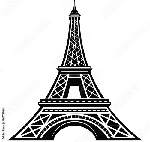 The famous iron structure of the Eiffel Tower, an iconic landmark in Paris, France, is a symbol of European architecture