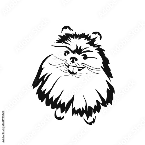 Vector drawing of a dog. Black and white gestalt design of a funny pet. Little doggy. Cute animal illustration.