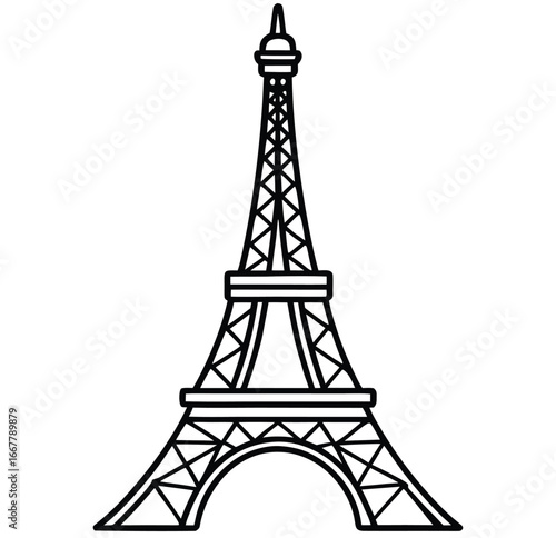 Eiffel Tower in Paris vector silhouette illustration of famous French landmark