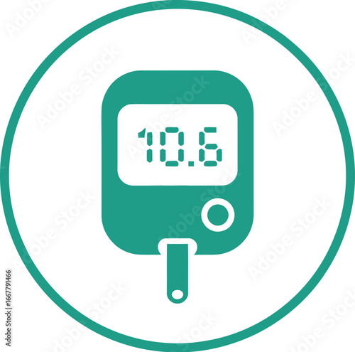 Teal Green Glucose Meter Icon Simple Medical Illustration