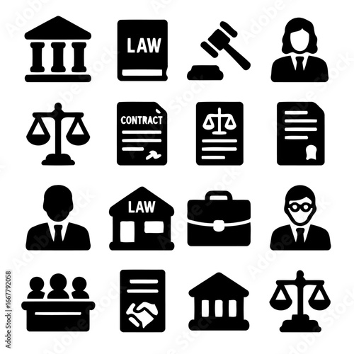 Legal Icons: A collection of meticulously crafted icons, representing various aspects of the legal profession.