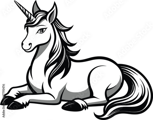 unicorn lying down with calm pose