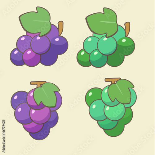 ぶどうのシンプルなベクターイラスト（秋の果物）
